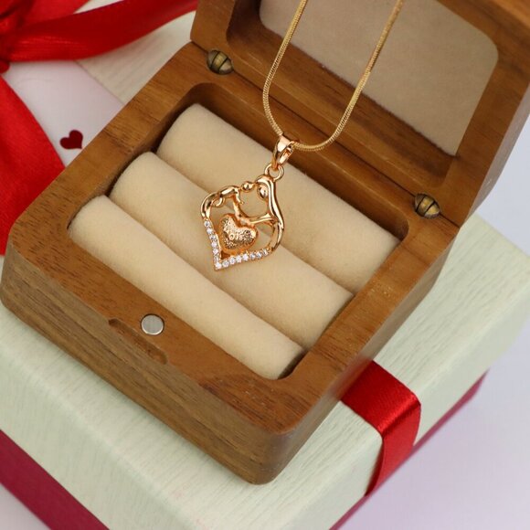 "Rose Gold Mom and Child Heart Pendant with Crystals Gift for Mom, XPPT1486 - Picture 8 of 12